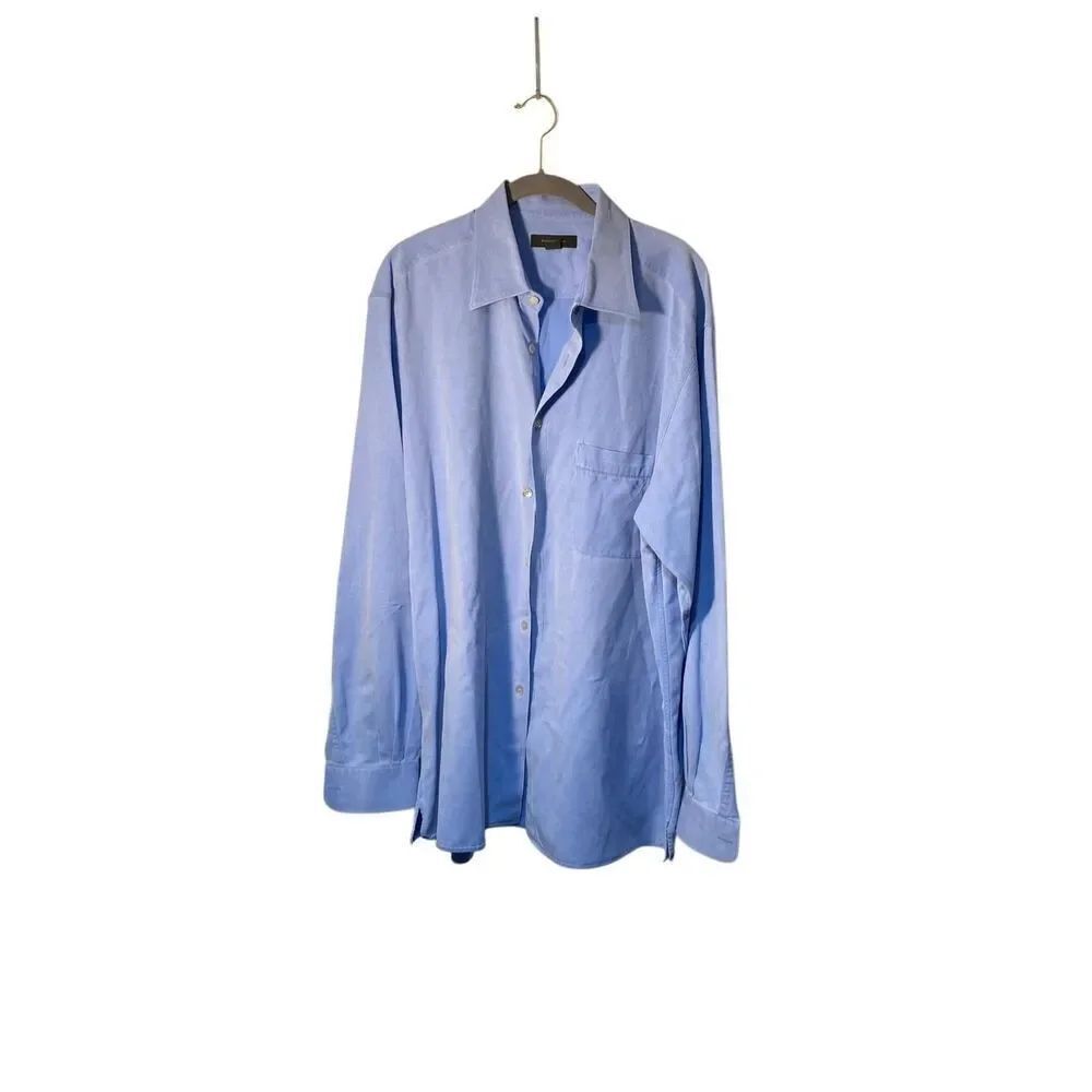 Ermenegildo Zegna men’s blue dress shirt button down, 25 x 38